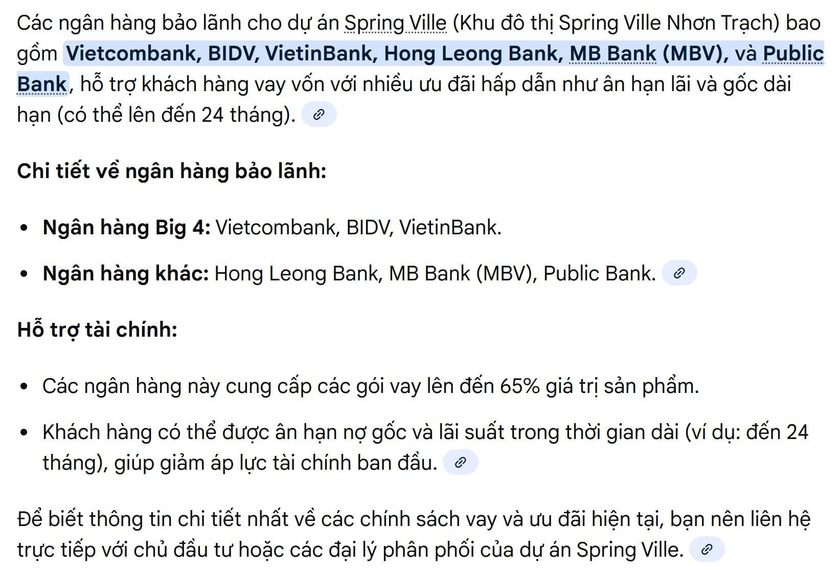 ngân hàng bảo lãnh spring ville