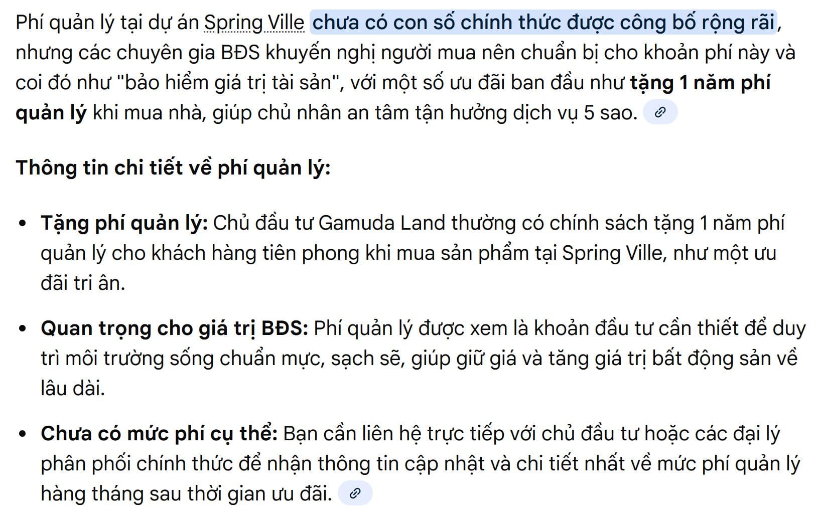 phí quản lý spring ville