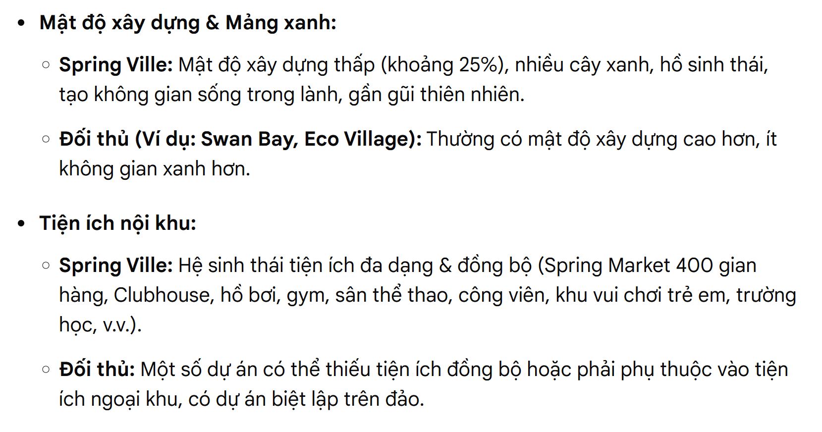 so sánh tiện ích spring ville