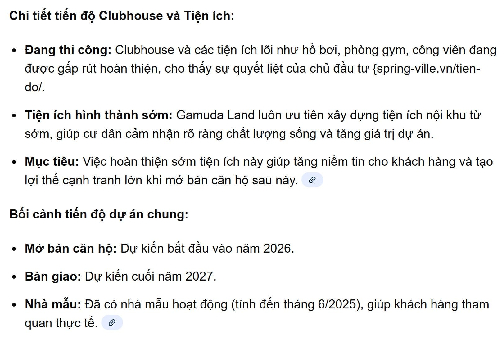 tiến độ clubhouse spring ville